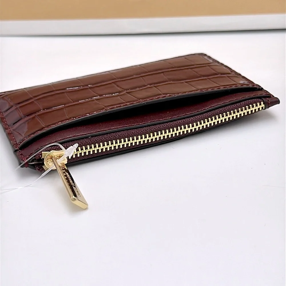 MICHAEL KORS JET SET TRAVEL MEDIUM TZ CARD CASE IN OXBLOOD